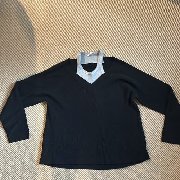 T by ALEXANDER WANG off the shoulder sweater black grey small knit S - Picture 7 of 9